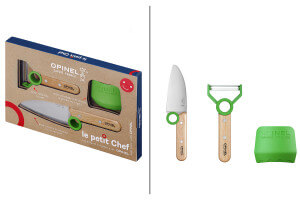 Coffret Opinel Le Petit Chef couteau + éplucheur + protège-doigts - Vert
