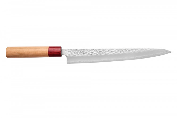 Couteau sujihiki japonais artisanal Tsunehisa Aogami Super martel&eacute; 24cm