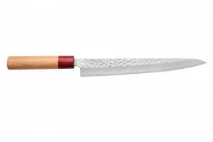 Couteau sujihiki japonais artisanal Tsunehisa Aogami Super martelé 24cm