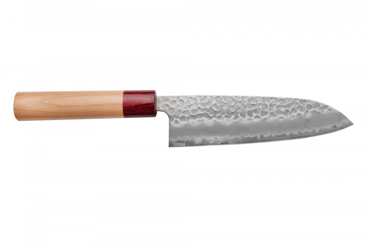 Couteau santoku japonais artisanal Tsunehisa Aogami Super martel&eacute; 16,5cm