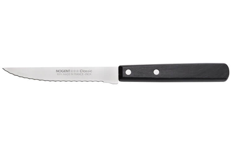 Couteau à steak Nogent Classic lame microdentée 11cm manche en bois de  charme noir