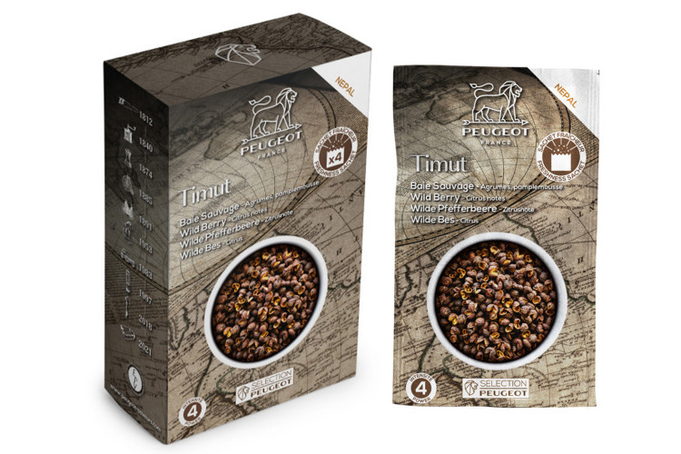 Coffret de 4 sachets fraicheur 10g poivre sauvage Timut du N&eacute;pal Peugeot