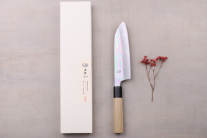 Couteau santoku japonais artisanal Sakai Kikumori Choyo 18cm