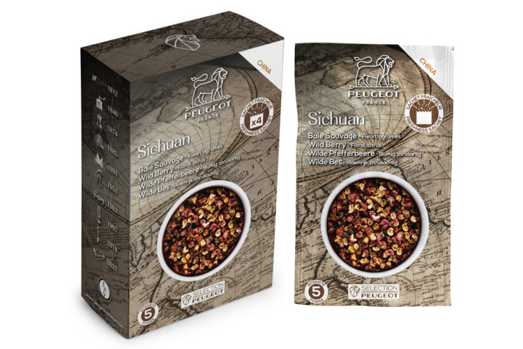 Coffret de 4 sachets fraicheur 10g poivre rouge Sichuan de Chine Peugeot
