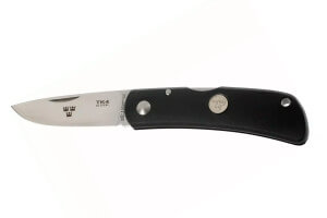 Couteau pliant Fallkniven TK4 Tre Kronor manche grilon noir 9,5cm + étui Cordura