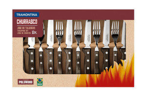 Coffret de 6 couteaux à steak lame crantée + 6 fourchettes Tramontina Jumbo