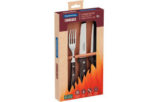 Coffret de 2 couteaux à steak lame semi-dentée + 2 fourchettes Tramontina Gaucho