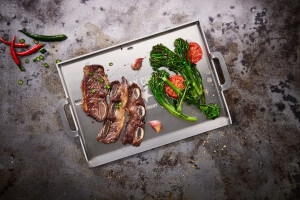Plancha Steak Champ en acier inoxydable 38x28cm