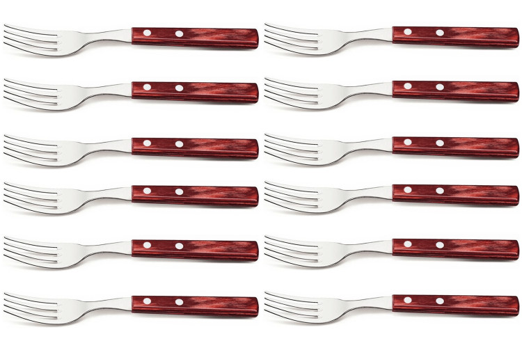 Set de 12 fourchette à steak Tramontina Jumbo 21,5cm manche rouge