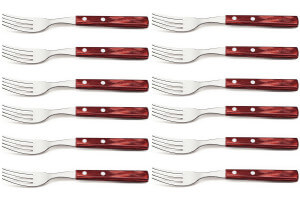 Set de 12 fourchettes à steak Tramontina Jumbo 21,5cm manche rouge