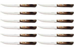 Set de 12 couteaux à steak Tramontina lame crantée manche noirci