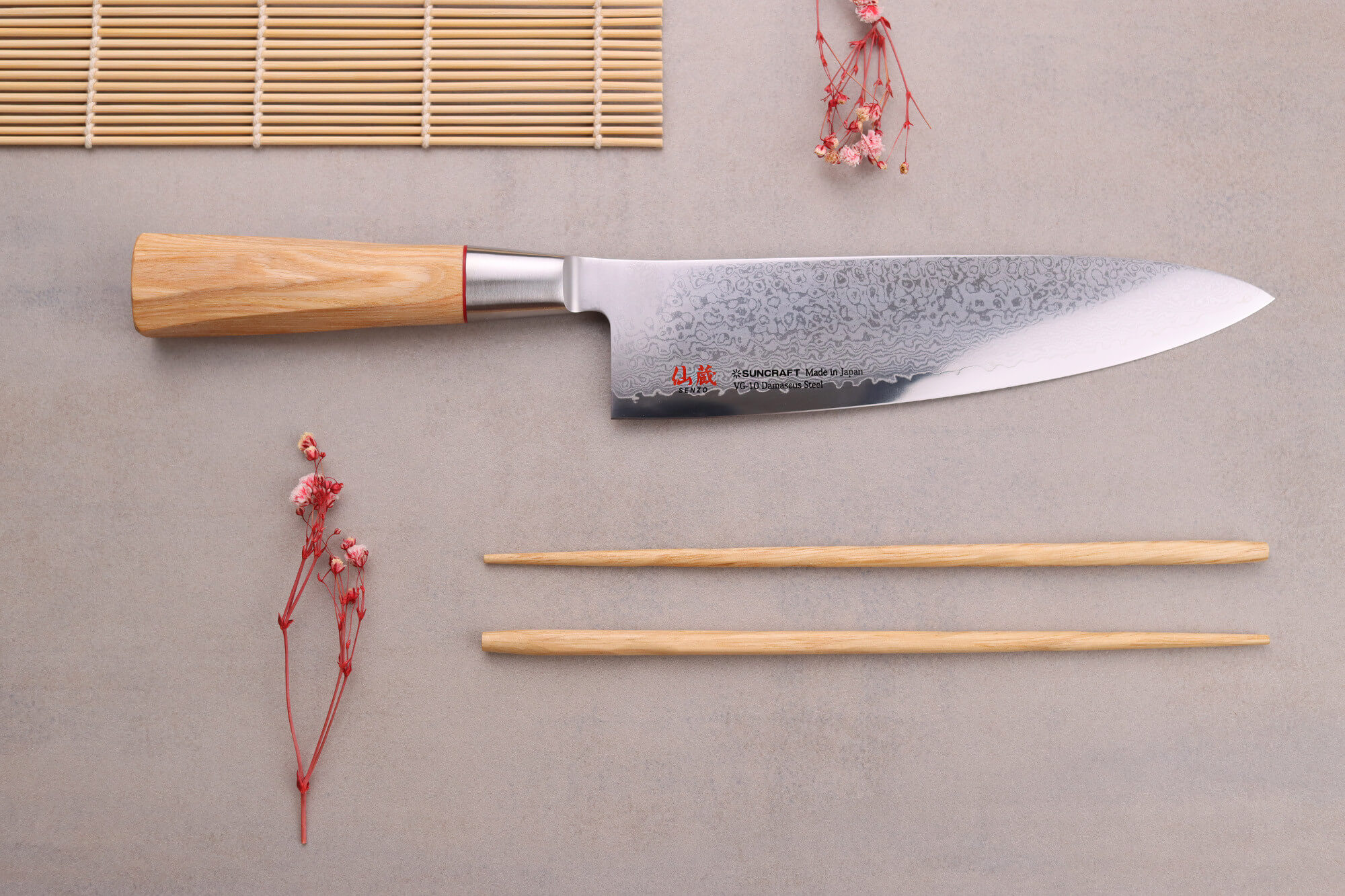 Set de 2 couteaux japonais artisanaux Musakichi VG10 Damas