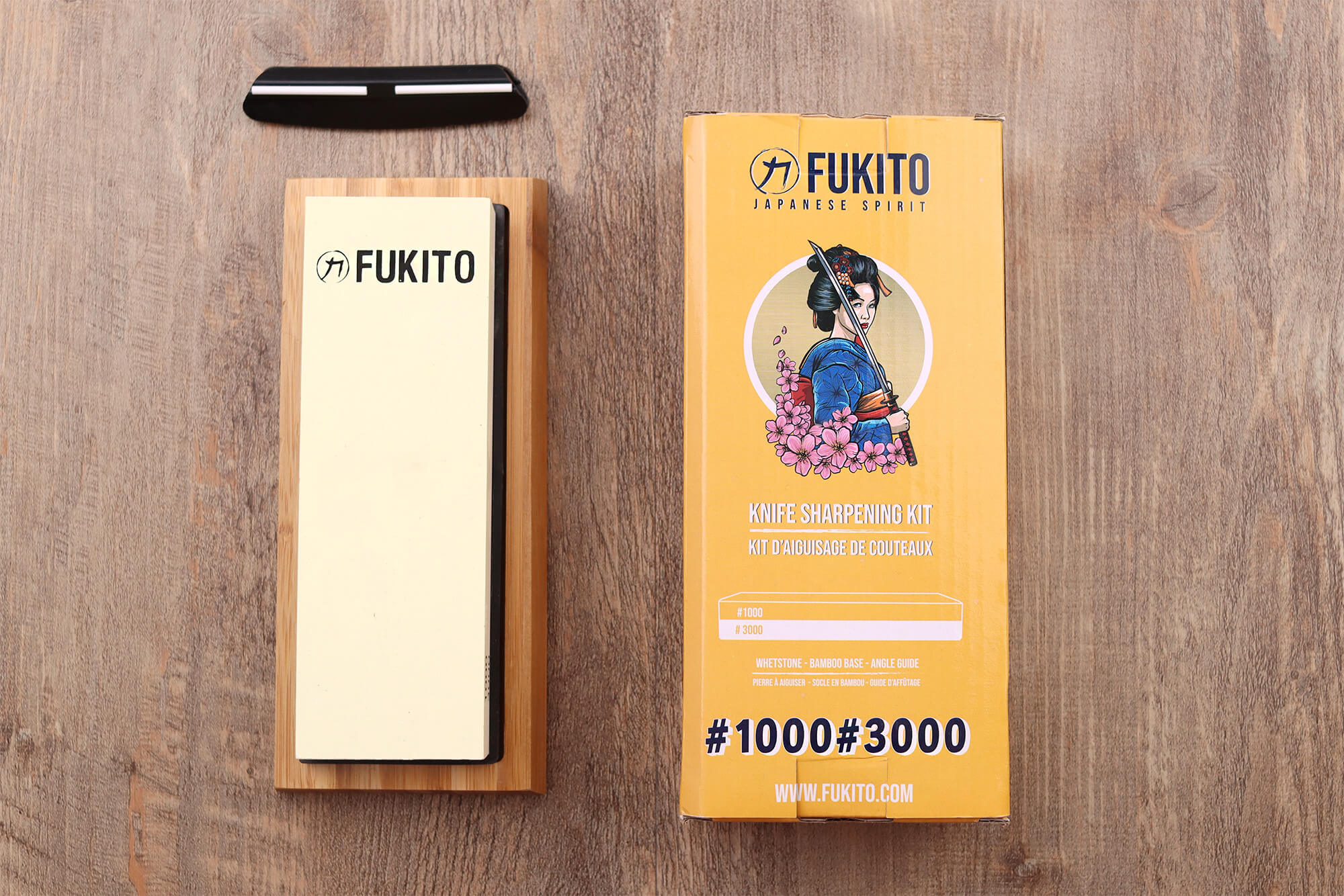 Coffret aiguisage Fukito pierre 1000/3000 + accessoires