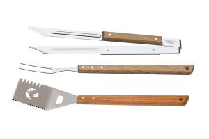 Kit barbecue Tramontina Churrasco 3 pièces : pince + spatule + fourchette à viande