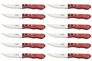 Set de 12 couteaux à steak Tramontina Jumbo lame 13cm manche rouge