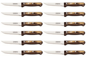 Set de 12 couteaux à steak Tramontina Gaucho lame 13cm manche marron