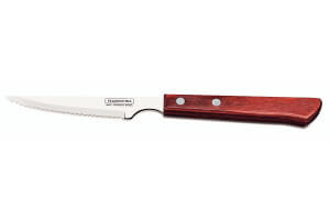 Set de 12 couteaux à steak Tramontina lame crantée 10cm manche rouge