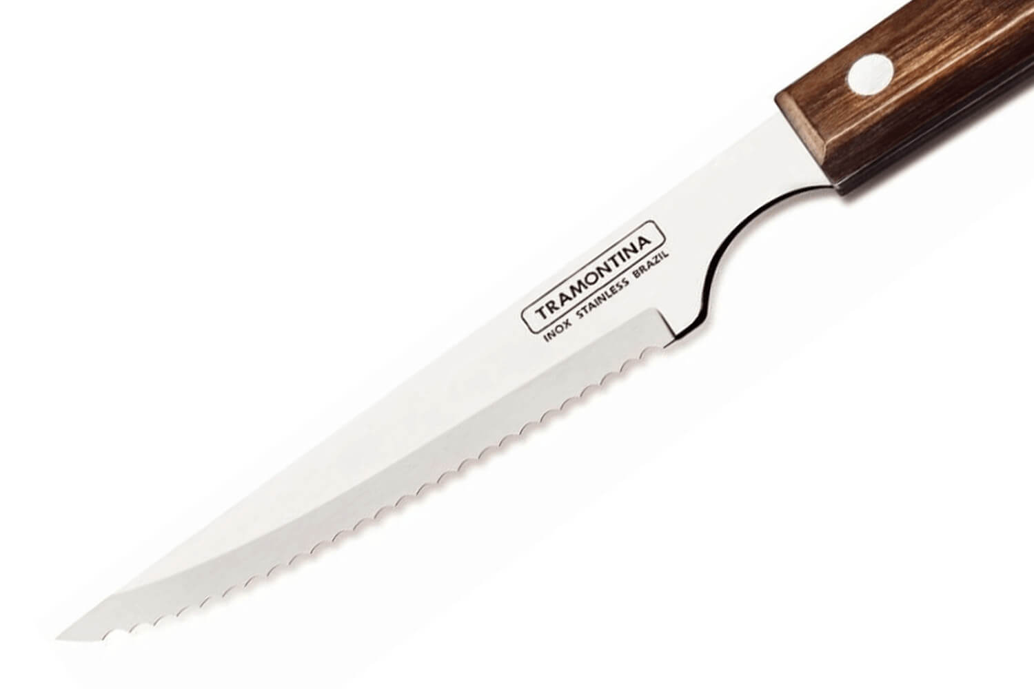 Tramontina Lot 12 Couteaux + Fourchettes à Steak / Pizza – Inox AISI 420 Manche Bois Marron FSC, Lave-Vaisselle
