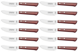 Set de 12 couteaux à steak/pizza Tramontina manche rouge