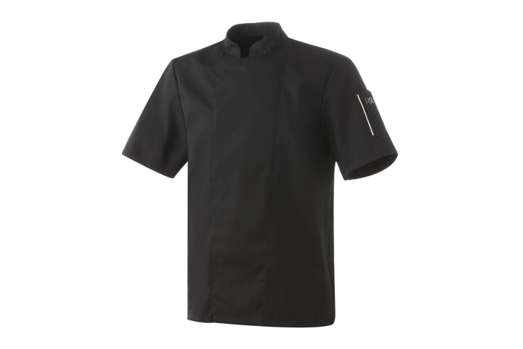 Veste de cuisine mixte Robur Nero noire &agrave; manches courtes