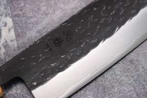 Couteau nakiri 16,5cm japonais artisanal Yuzo Black SLD ébène et olivier