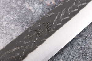 Couteau sujihiki 27cm japonais artisanal Yuzo Black SLD ébène et olivier
