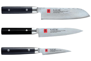 Coffret 3 couteaux japonais Kasumi Standard lames Damas