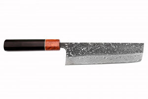 Couteau nakiri 16,5cm japonais artisanal Masashi Yamamoto SLD Kuro damas