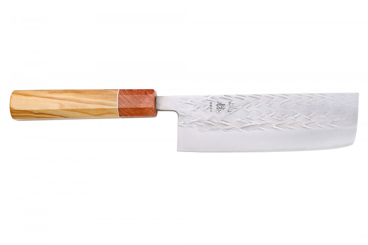 Couteau nakiri 16,5cm japonais artisanal Yuzo SLD olivier et cognassier