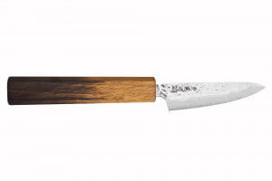 Couteau d'office japonais artisanal Wusaki Yaketa AUS10 damas 8cm