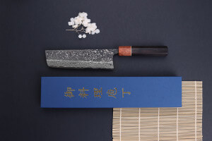 Couteau nakiri 16,5cm japonais artisanal Masashi Yamamoto SLD Kuro damas