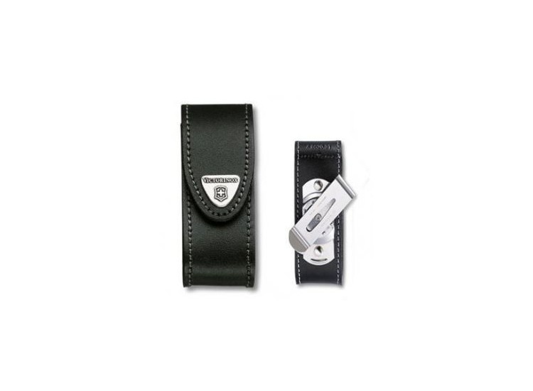 Etui cuir noir + clip Victorinox pour couteaux suisses 9,1cm - 6 à 14 pièces
