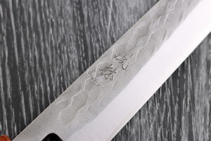 Couteau sujihiki 27cm japonais artisanal Yuzo SLD olivier et cognassier