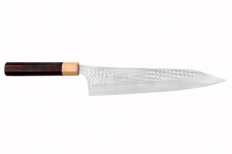 Couteau de chef japonais artisanal martel&eacute; Yu Kurosaki senko 24cm acier SG2