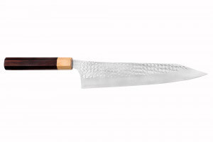Couteau de chef kiritsuke japonais artisanal martelé Yu Kurosaki senko 24cm acier SG2
