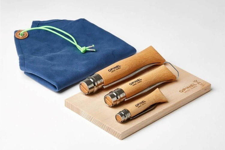 Kit 3 couteaux multifonctions Nomade Opinel acier inox manche h&ecirc;tre