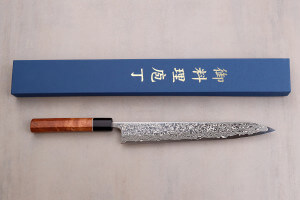 Couteau sujihiki 27cm japonais artisanal Masashi Yamamoto SLD damas