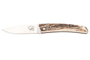 Couteau pliant Salamandra manche corne de cerf  9cm avec passe-lanière