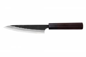 Couteau universel japonais artisanal Nao Yamamoto Damas AS brut de forge 13,5cm