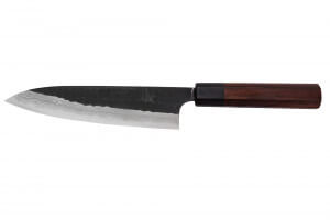 Couteau de chef japonais artisanal Nao Yamamoto Damas AS brut de forge 18cm