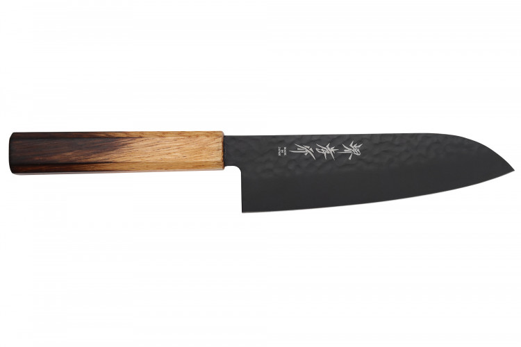 Couteau santoku japonais 17cm Sakai Takayuki Kurokage manche en ch&ecirc;ne br&ucirc;l&eacute;