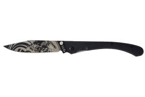 Couteau pliant LUG C63LTB2LG Aigle noir manche en G10 et acier noir 12cm avec clip