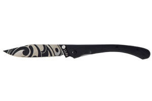 Couteau pliant LUG C63LTB2LI Tatoo noir manche en G10 et acier noir 12cm avec clip