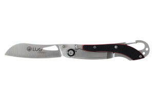 Couteau pliant LUG SP2SRB noir et rouge manche en G10 et acier 11,6cm avec mousqueton