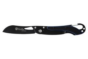 Couteau pliant LUG SP2TBB noir et bleu manche en G10 et acier 11,6cm avec mousqueton