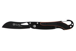 Couteau pliant LUG SP2TOB noir et orange manche G10 et acier 11,6cm avec mousqueton