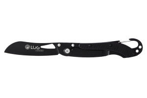 Couteau pliant LUG SP2TB noir manche en G10 et acier 11,6cm avec mousqueton