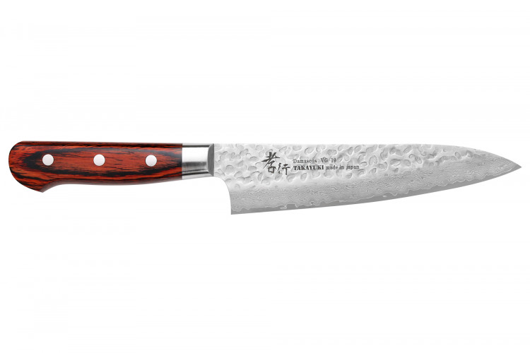 Couteau de chef japonais 18cm Sakai Takayuki Damascus Western 33 couches manche acajou