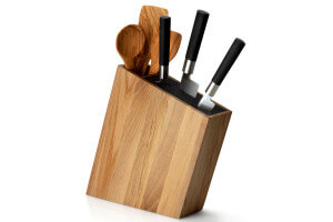 Bloc de couteaux vide incliné Continenta en bois de chêne + compartiment à ustensiles