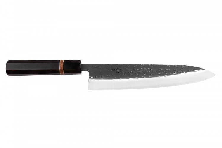 Couteau de chef 24cm japonais artisanal Yuzo Black SLD ébène et cognassier